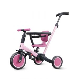 newyoo Tricycle Draisienne 5 en 1, Tricycle Bébé Évolutif 1-3 Ans avec Barre de Poussée, Vélo Enfant, Guidon Réglable, Barres de Sécurité, Jouet à Chevaucher, Cadeau d' Anniversaire, TR008, Rose Foncé (NEWYOO-EU, neuf)