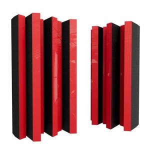 Lot de 2 diffuseurs acoustiques | Diffusion et absorption du son 2D | 50 x 25 cm | Panneau d'art mural | Contr&ocirc;le du bruit et r&eacute;duction de l'&eacute;cho | Couleur : [Plastique rouge brillant | Arto-HALF] (ATB-SOUND, neuf)