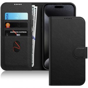 JETech Coque Portefeuille pour iPhone 15 Pro Max 6,7 Pouces, Étui Housse Magnétique à Rabat en Cuir PU Antichoc avec Porte-Carte, Fonction de Support et Protection de Caméra (Titane Noir) (MuXiaoJun Store, neuf)