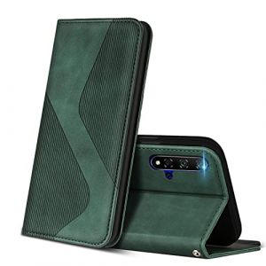 ZONNAVI Coque pour Huawei Nova 5T, Premium Étui Housse en Cuir de Protection avec [Emplacements Cartes] [Magnetique], Clapet Folio Portefeuille pour Huawei Nova 5T / Honor 20 (Vert) (ZONNAVI, neuf)
