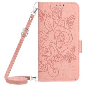 BLOTECH Coque Cuir pour Cubot A40 PU Etui Cuir Housse avec Une Rose PU Portefeuille et Fonction Stand Etuis avec Carte Fermeture Magnétique Housse Flip Case pour Cubot A40,Or Rose (Bolong, neuf)