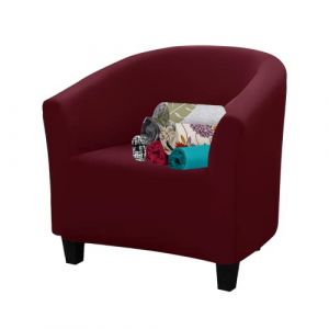 FIGOOO Housse de Fauteuil Cabriolet 1 Place Housse de Fauteuil Extensible Club Universel Amovible Lavable Couverture de Fauteuil Chesterfield Protecteur de Fauteuil pour Salon Tub Chair,Bourgogne (FIGOOO, neuf)