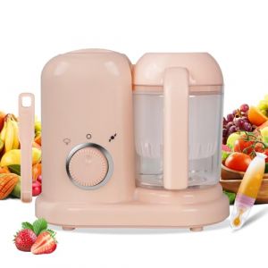 Robot multifonctions 4 en 1, préparateur d'aliments pour bébés, diversification alimentaire, cuiseur vapeur, mixeur, décongélation, réchauffage, cuisson vapeur douce, cuisson vapeur rapide (rose) (Hoapin-EU, neuf)
