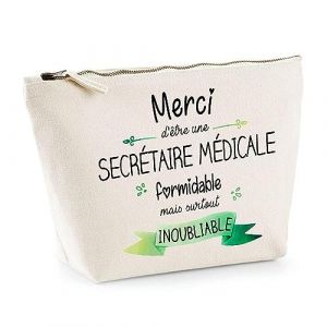 Trousse Merci Secr&eacute;taire m&eacute;dicale inoubliable | Id&eacute;e Cadeau Coll&egrave;gue Travail Retraite Pochette Maquillage Toilette (PLANETEE, neuf)