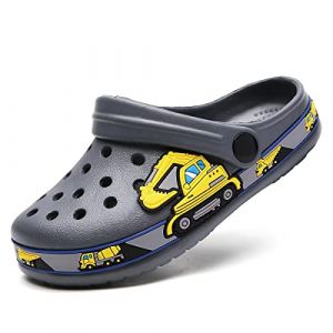 Enfant Sabots Mules Fille Gar&ccedil;on Sandales de Plage Sandales Clog Chaussons Pantoufles de Jardin &Eacute;t&eacute; Antid&eacute;rapant Chaussons Int&eacute;rieur et Ext&eacute;rieur V&eacute;hicule d'excavatrice Gris 28 (Meidiastra, neuf)