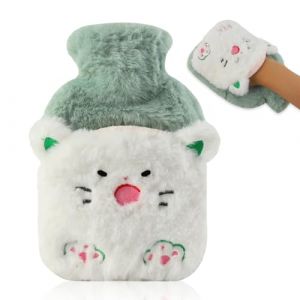 Lvjkes Bouillotte, 500ML Bouillotte enfant avec couvercle, Mignon peluche bouillotte, Amovible pour le nettoyage, Antid&eacute;flagrant et &eacute;tanche, Convient aux enfants et aux adultes (Chat) (xianxinbaishunshangmaoyouxiangongsi, neuf)