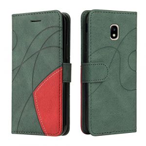 Fatcatparadise Coque pour Samsung Galaxy J3 2017 / J330, Etui en Cuir PU Portefeuille Housse Fermeture Magnétique und Flip Protection Case avec Antichoc TPU, Etui à Rabat, Fentes pour Cartes (Vert) (Fatcatparadise, neuf)