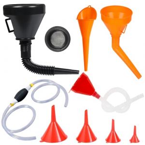 Ksnowqi 10 Pi&egrave;ces Entonnoir Essence, Entonnoir Voiture, Entonnoir Huile Moteur en Plastique, Entonnoir Carburant, Entonnoir Universel &agrave; Essence avec Tuyau et Bec Amovible Extension Flexible (Jiyang20, neuf)