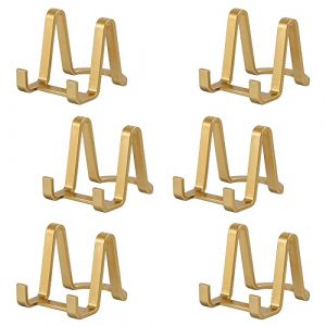 Porte Assiette Chevalet Support Presentoir - 6 Pièces Support Assiette Decorative - Support Cadre Photo de Table - Chevalets en Plastique pour Plaque | Livre Cuisine | Carte Postale - Or - 7,6 cm (Tincogo, neuf)