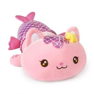 shownicer Peluche chat sirène - Peluche kawaii - Jouet en peluche - Jouet - Cadeau pour enfants et filles de 12 ans et plus - Sirène rose - 30 cm (LetsGobro!, neuf)