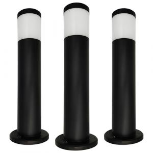 Lot de 3 balises de jardin extérieur LED 57 cm cylindriques, 9 W, 900 lm, Borne pour chemins, inoxydable, IP65, étanche, noir, 5CCT lumière sélectionnable (circulaire, 3) (FACTORLED, neuf)