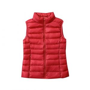 Doudoune Legere sans Manche Femme Gilet Doudoune L&eacute;g&egrave;re sans Manches Femme Gilet Duvet Matelass&eacute; Veste Doudoune Fine sans Manches Femme Blouson Manteau sans Manche Femme Hiver Grande Taille Rouge 4XL (Pengniao, neuf)