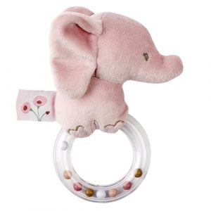 Nattou Hochet en peluche avec anneau en silicone, éléphant, env. 15 cm, 100% polyester, fan de fan, vieux rose (★ BEBE-STORE ★, neuf)