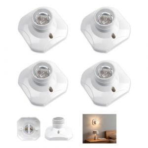 4 Pi&egrave;ces Support Douille E27, Douille Plafond E27 &agrave; Visser vers E14 Convertisseur Douille Garage, AC 220-240V, Support Douille pour Ampoule LED, Base Plafonnier Culot, Base de Lampe Plastique Blanche (pingdingshanxiaoyaoshangmaoyouxiangongsi, neuf)
