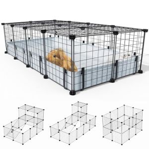BUCATSTATE Parc &agrave; 20 panneaux pour petits animaux avec tapis imperm&eacute;able, cage &agrave; lapin en m&eacute;tal avec porte, cage C & C pour cochons d'Inde, lapins, h&eacute;rissons, chinchillas, poules (Bucatstate pet-EU, neuf)