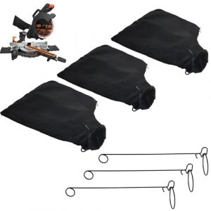 Lot de 3 sacs à poussière pour scie à onglet, sac à poussière de sciure de bois noir avec fermeture éclair et support en fil métallique pour la 255 modèles d'accessoires de scie à onglet (BOOSUO, neuf)
