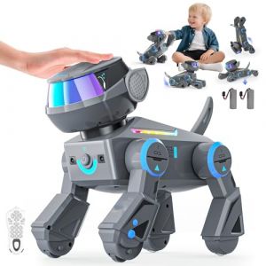Télécommande Chien Robot pour Enfants 3-8 Ans, Jouet Intelligent Robot Chiot Programmable avec Bluetooth, Chantant Et Dansant Jouet Interactif Cadeau De Noël pour Garçons Filles 3 4 5 6 7 8 9 10 Ans (HCWYUS, neuf)