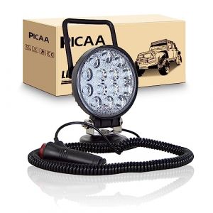 PICAA 1PCS 4 pouces 42W carr&eacute; Portable LED lumi&egrave;re de travail Flood base magn&eacute;tique 12V 24V 6000K LED Conduite Lumi&egrave;re Feux de Recherche pour Voiture Hors Route Camion 4x4 SUV ATV Tracteurs (BEISHUO-UK, neuf)