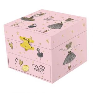 Beavorty Bo&icirc;te &agrave; Bijoux Musicale avec Miroir et Double Couche Rangement pour Petits Bijoux Organisateur D&eacute;coratif avec Noire Tournante Coffret pour Filles et Gar&ccedil;on Fille (T Innovation&middot;HX, neuf)