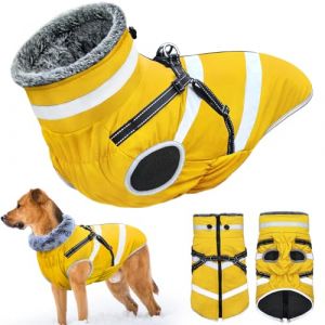 Oslueidy Imperméable à l'eau Chien Manteau, Hiver Chaud Chien Veste réfléchissant vêtements pour Animaux de Compagnie Chien Temps Froid Manteau Confortable Snow Suit Veste Gilet (Jaune, XL) (AWKlonger, neuf)