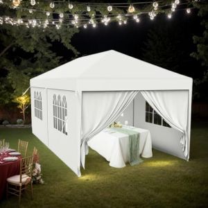 Alpstorm Tonnelle de Jardin Extérieur 3x6m Barnum Pliant Imperméable avec 4 Parois Latérales et Fenêtres,Robuste en Acier et Bâche PE, Idéale pour Camping, Fête, Réception, Marché (Blanc) (Alpstorm EU, neuf)