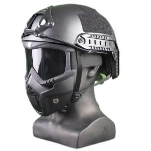 MICH - Ensemble casque et masque d'airsoft avec lunettes de protection anti-bu&eacute;e amovibles - Masque tactique int&eacute;gral pour CS Airsoft, tir, Halloween, cosplay, cyclisme f&ecirc;te (Lemans, neuf)