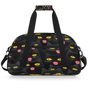 Mexpekil Mexpekil &ndash; Sac de sport de voyage pour filles et gar&ccedil;ons &ndash; Sac &agrave; main &eacute;tanche pour le sport, la danse, l'&eacute;cole, Chats noirs Yeux jaunes (LIFEYI, neuf)