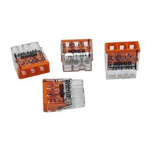 20 pièces Wago 2273-203 Boîte de jonction COMPACT Ø 0,5-2,5 mm², 3 pôles, transparent/orange (ShopElec, neuf)
