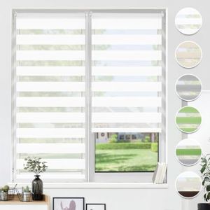 HOMEDEMO Store Enrouleur Jour Nuit sans Perçage, Double Tissu avec Clips, Rideau Occultant pour Fenêtre & Porte, 45 x 180 cm (Largeur du Tissu 41 cm), Blanc (Diagor, neuf)