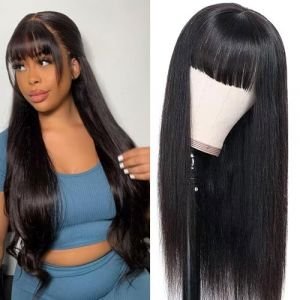 Perruques Cheveux Humains Straight Human Hair Wigs for Woman Perruque Bresilienne Cheveux Humain Perruque Naturelle Cheveux Humain 150% Densité 16 Pouces Perruques Femme Naturelle Brésilien (PF hair products, neuf)
