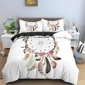 ZAHOCAI Housse De Couette 200x200 Attrape RêVe Blanc Housse Couette 3D Imprimé avec 2 Taie d'oreiller 65x65 Cm 3D Motif Imprimé Housses De Couettes éLéGant Somptueux Parure De Lit (LIUJUNHUI的店, neuf)
