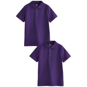 NEXT Polo d'école Standard à Manches Courtes 100% Coton, Lot de 2 Violet 5 Ans (Next Germany GmbH, neuf)