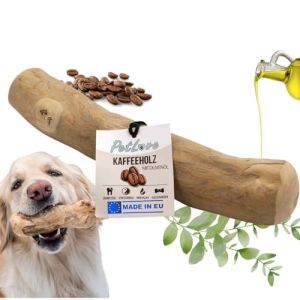 PetLove Bois de café pour chiens • Bois à mâcher pour chien comme jouet & soin dentaire • Os en bois pour chien • Sans caféine • Taille : XXL – Avec huile d'olive • Pour grands chiens et dogues (Premium Petshop, neuf)