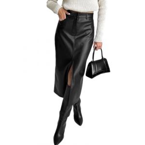 seiveini Jupe Moulante Femme &Eacute;l&eacute;gant Midi Jupes Crayon en Cuir Synth&eacute;tique Ajust&eacute;e Asym&eacute;trique C Noir M (BgandDesign, neuf)