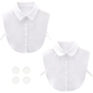 Fogbush Lot de 2 faux col chemise femme, avec 4 boutons insert col chemisier insert de chemise blanc classique amovible pour v&ecirc;tements d'ext&eacute;rieur pulls hauts (SuGanZhiHui, neuf)