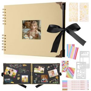 DazSpirit Album Photo Blanc Pages Scrapbooking Album 29,5 X 21Cm Livre Scrapbooking Avec 6 Stylos M&eacute;talliques, Pour 160 Photos, Livre D'or Pour Anniversaire Et Mariage (Jaune) (INSYU, neuf)