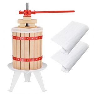 WilTec Kit Presse &agrave; Fruits avec 3 torchons &ndash; 370 x 370 x 700 mm &ndash; capacit&eacute; 18 L &ndash; avec Panier en h&ecirc;tre et Sac de filtrage &ndash; Pressoir Manuel pour Mo&ucirc;t de Pomme Poire Raisins Baies &ndash; Vin Cidre (Wiltec Wildanger Technik GmbH, neuf)