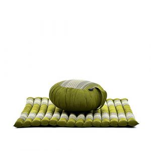 Leewadee Set de m&eacute;ditation - Set de m&eacute;ditation en kapok, coussin et tapis de m&eacute;ditation Zafu et Zabuton, Vert (Leewadee, neuf)