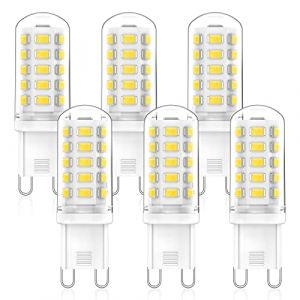 SGEPLED Ampoule LED G9 Blanc Froid 6000K, 4W LED Leuchtmittel Replacement for Halogen Lamp G9 40 W 33 W,9 Glühbirne 425 lm,Nicht dimmbar, Enegiesparende G9 kleine Birne, 6er Set (SGEPLED, neuf)