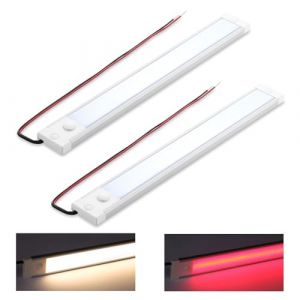 acegoo 12V Barre de Lumière 470lm Dimmable pour Camping-Car Voiture Camion Bateau Caravane Cabine, avec interrupteur et Veilleuse rouge 4,5W Éclairage Intérieur 305mm (3000K) (Acegoo EU, neuf)