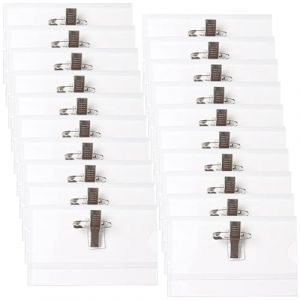 VIVIIHOO Lot de 20 badges nominatifs pour vêtements - En plastique transparent - Avec clip et épingle à nourrice - Durable et indéchirable - Idéal pour l'école, les entreprises et les événements (VIVIIHOO, neuf)