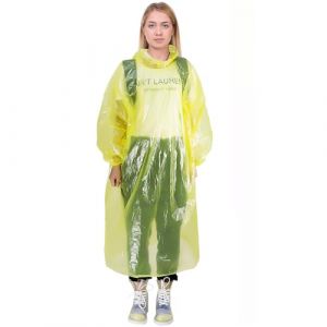 peiqiup Poncho de pluie transparent avec cordon de serrage, Poncho de pluie transparent Jaune, Poncho Pluie pour Femme Homme, Pour Camping, Randonnée, concerts, Jaune (YuanNeiWH, neuf)