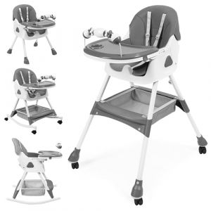 UBRAVOO Chaise haute pliable 6 en 1 pour b&eacute;b&eacute; avec repose-pieds, double plateau amovible & coussin en PU, hauteur & inclinaison r&eacute;glables, roues verrouillables pour b&eacute;b&eacute;s & tout-petits (Lumocell, neuf)