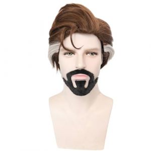 RiRaku Anime Perruque Doctor Brown Mix White Short Halloween Costume Cosplay Perruque,pour Fête Carnaval Noël (ZouPingPengQiJianZhuGongChengYouXianGongSis, neuf)