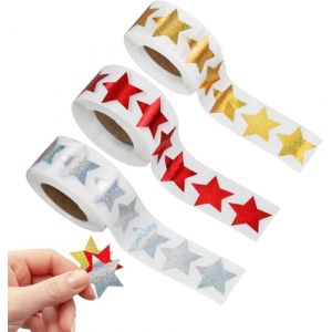 3 Rouleaux Gommettes Étoiles Autocollants Brillantes, Gommettes Noel Enfant, Petites Étoiles Autocollantes En Feuille D'Or Pour Enfants, Étudiants, Enseignants (Sweems, neuf)