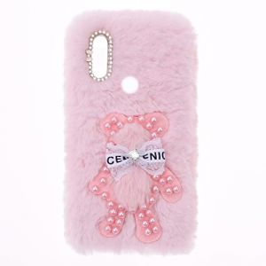 SNCLET Fluffy Fur Plush Coque pour Samsung Galaxy A40 Phone Case Girls Housse TPU Bumper Coque Souple Antichoc Peluche Toute Douce Ours Chic Bling Fluffy Case Cover pour Samsung Galaxy A40,Ours Rose (ShinyCase, neuf)