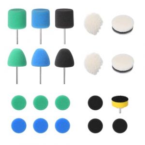 Pumwoy 20 Pi&egrave;ces Mini Embouts de Polissage 20mm, Mini Tampons de Polissage pour Visseuse sans fil, &Eacute;ponge de Polissage pour Petites Surfaces Pon&ccedil;age et Polissage de Voiture (Fenebity, neuf)