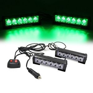 Triclicks 2 * 6 LEDs Feux de Pénétration Lumière Stroboscopique Eclairage Clignotant à 9 Modes pour Voiture Camion Véhicule SUV Lampe pour Avertissement Urgence Secours Travaux DC12V (houndsports, neuf)