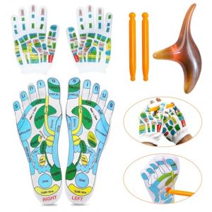 Reflexologie Plantaire, 2 Paires Chaussettes de Réflexologie Plantaire Gants with Massage Tool,Reflexology Socks,Chaussettes de Massage pour Soulagement des Maux de tête Simple,35-39 (LIJINTU LIMITED, neuf)