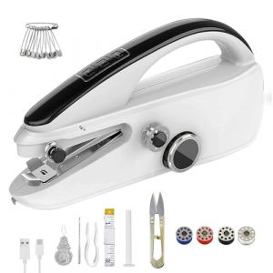 DAJASD Machine &agrave; Coudre Portable, Mini Machine a Coudre &Eacute;lectrique avec Accessoires de Couture, Mini Machine &agrave; Coudre 2 Vitesses, Facile &agrave; Utiliser, Pour Divers Tissus, V&ecirc;tements, Denim, Rideaux (YIJIA-EU, neuf)